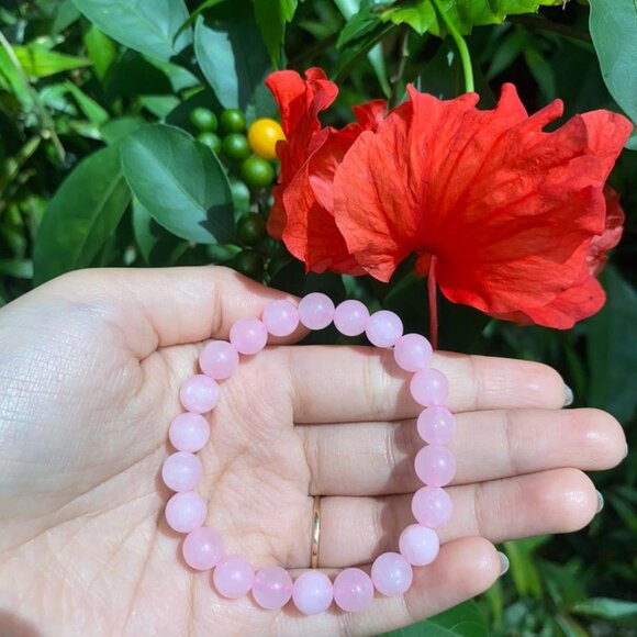 8MM Rose Quartz Bead Bracelet - Picture 3 of 3